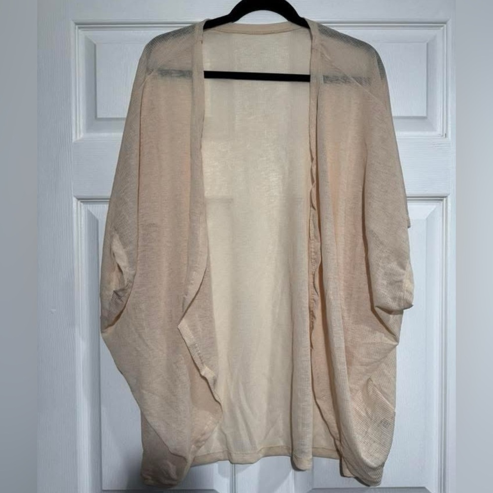 SHEIN Beige Open-Front Sheer Poncho